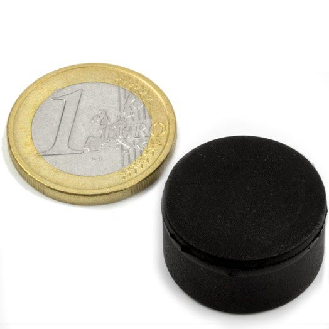 Aimant revêtement caoutchouc diamètre 22mm x 11,4mm Puissance 11kg-Lire la description