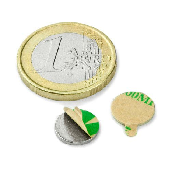 Aimant autocollant diamètre 10mm x 1mm Puissance 0,6kg-Lire la description