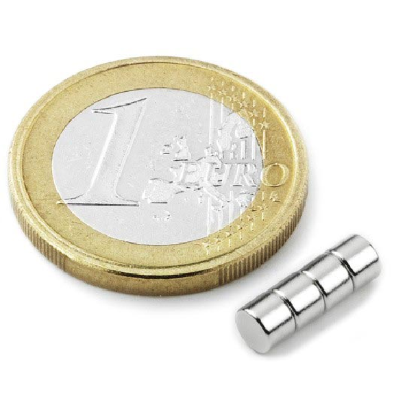 Imán de neodimio redondo Diámetro 4 mm x 3 mm de potencia 0.49 kg-Leer más