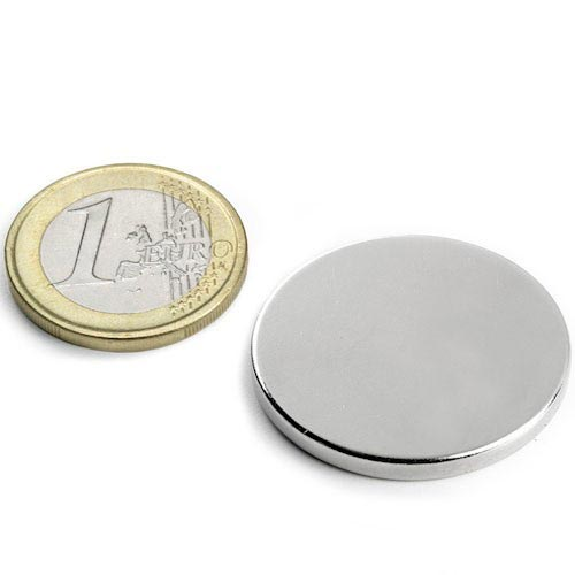 Imán de neodimio redondo Diámetro 30 mm x 3 mm de potencia 6.76 kg-Leer más