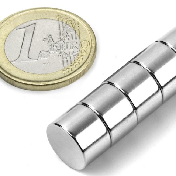 Imán de neodimio redondo Diámetro 12 mm x 8 mm de potencia 4.8 kg-Leer más