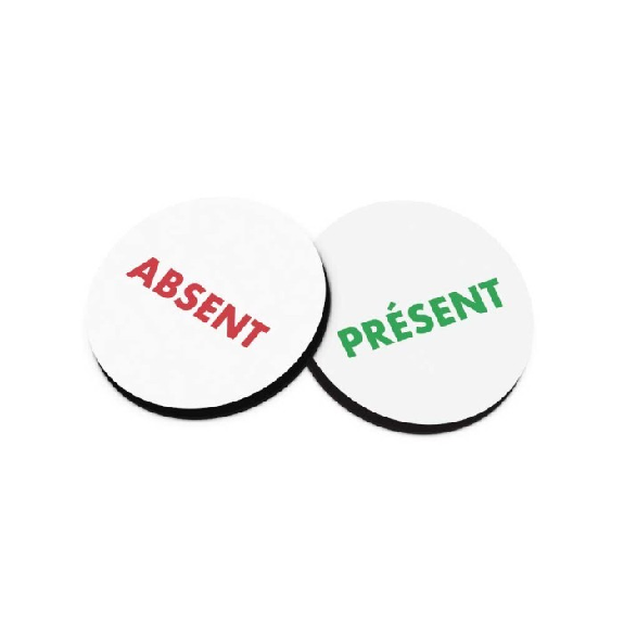 Aimant réversible Présent/Absent - Diamètre 35mm-Lire la description