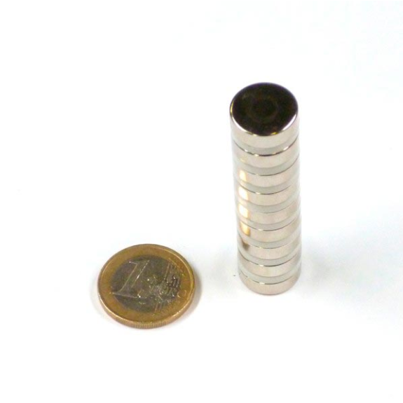 Imán de neodimio redondo Diámetro 15 mm x 5 mm de potencia 5.87 kg-Leer más