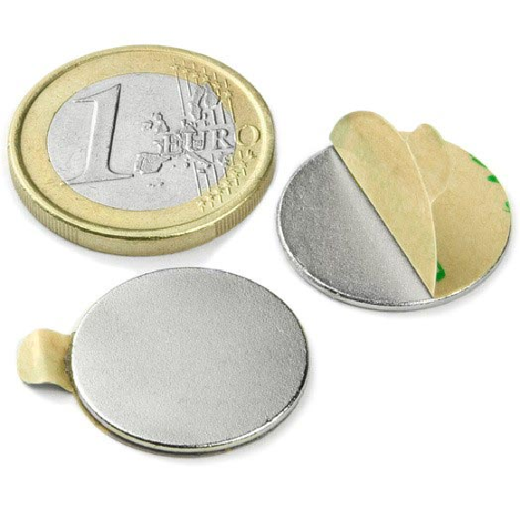 Imán adhesivo diámetro 20 mm x 1 mm de potencia 1,3 kg-Leer más