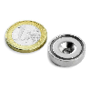 Aimant dans coque acier avec trou biseauté Diamètre 20mm Puissance 6kg