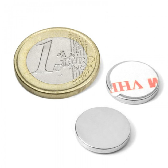 Imán adhesivo diámetro 15 mm x 2 mm de potencia 2,2 kg-Leer más