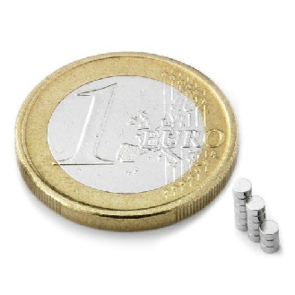 Aimant néodyme rond Diamètre 2mm x 1mm Puissance 0,06kg-Lire la description