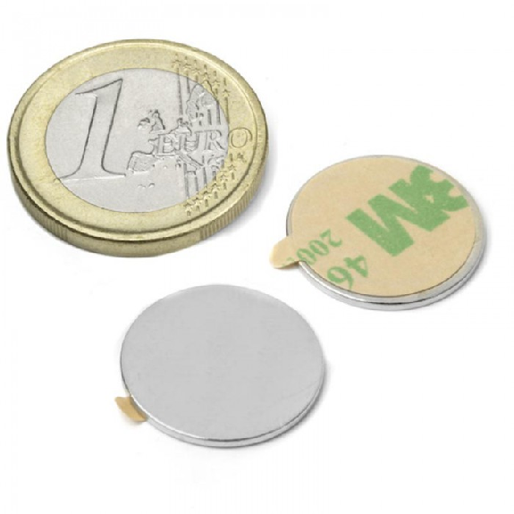 Imán adhesivo diámetro 18 mm x 1 mm de potencia 1,2 kg-Leer más