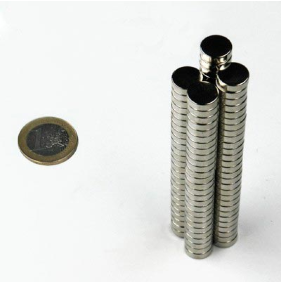 Imán de neodimio redondo Diámetro 10 mm x 3 mm de potencia 2.1 kg-Leer más