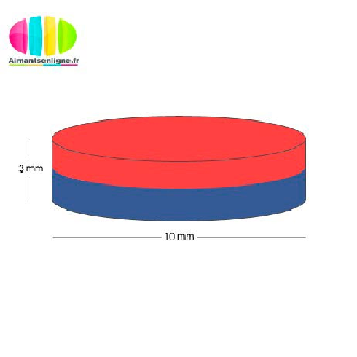 Aimant néodyme rond diametre 10mm x 3mm Puissance 2,1kg-Lire la description