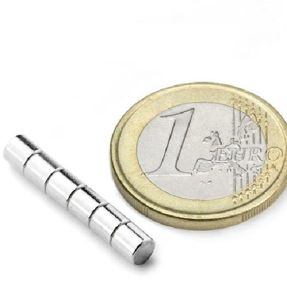 Imán de neodimio redondo Diámetro 4 mm x 4 mm de potencia 0.57 kg-Leer más