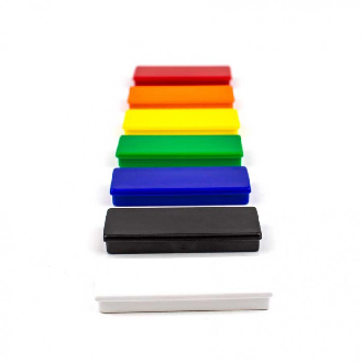 Aimant dans bloc rectangulaire orange 55mm x 22mm x 8,5mm-Lire la description
