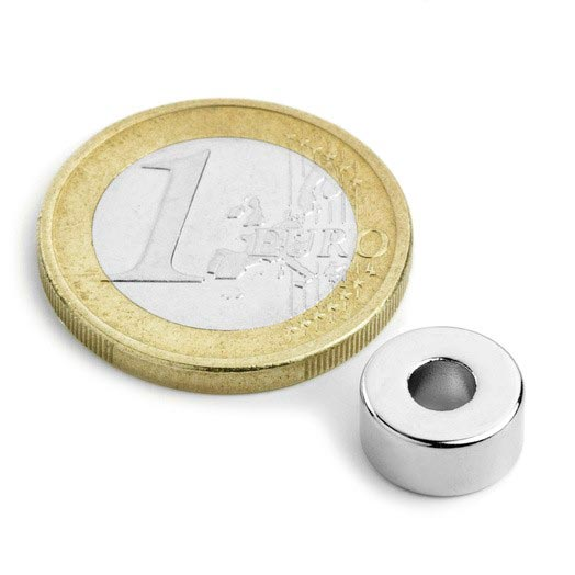 Aimant percé en anneau 10mm x 4mm x 5mm Puissance 2,9kg-Lire la description