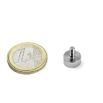 Imán con rosca exterior M3  - Diámetro 10 mm - potencia 2.5 kg-Leer más
