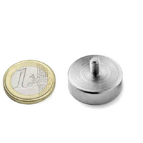 Magnet mit gewindezapfen M5 - Durchmesser 25 mm - Leistung 22 kg-Beschreibung lesen