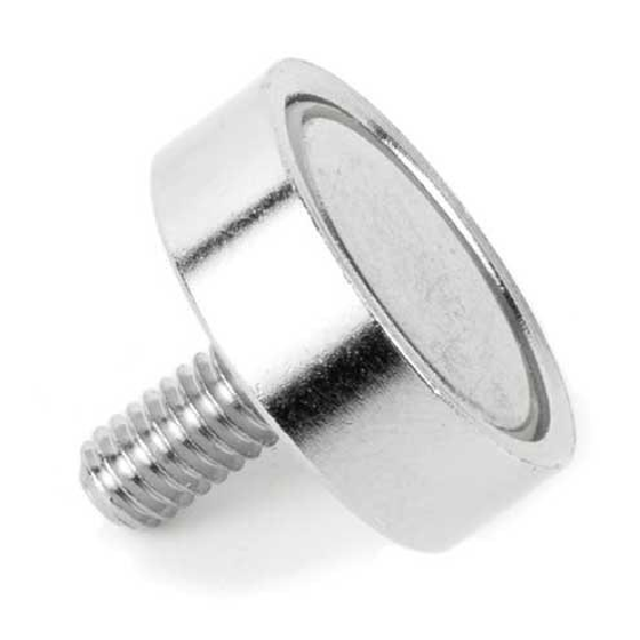 Aimant à tige filetée M4 - Diamètre 16mm - Puissance 6kg-Lire la description
