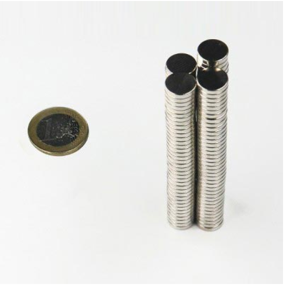 Aimant néodyme rond diametre 10mm x 2mm Puissance 1,28kg-Lire la description