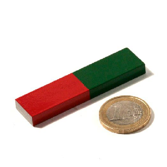 Aimant AINiCo nord sud 6 cm Rouge-Vert-Lire la description