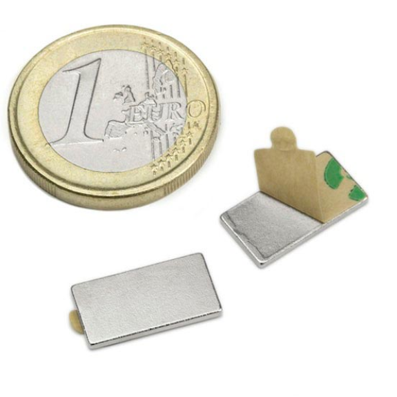 Imán adhesivo 15 mm x 8 mm x 1 mm de potencia 0.8 kg-Leer más