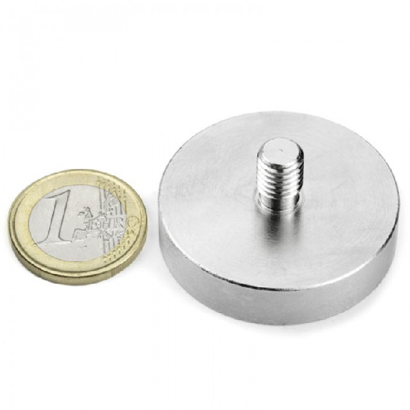 Imán con rosca exterior M8  - Diámetro 40 mm - potencia 68 kg-Leer más