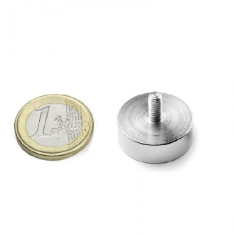 Imán con rosca exterior M4  - Diámetro 20 mm - potencia 9 kg-Leer más