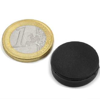 Aimant revêtement caoutchouc diamètre 22mm x 6,4mm Puissance 7,5kg-Lire la description