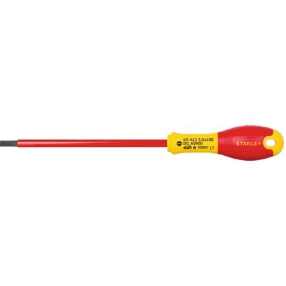 Tournevis à fente, électricien 1000 v - Ø x L. lame: 5.5 x 150 mm Tournevis à fente, électricien 1000 v - Ø x L. lame: 5.5 x 150 mm-Lire la description