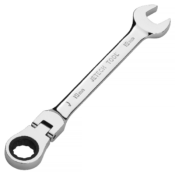 Jetech clé à tête flexible de 19 mm, qualité industrielle, fabriquée en acier allié au chrome-vanadium forgé et traité thermiquement, clé à cliquet flexible à tête articulée entièrement polie à 12 points, métrique-Lire la description