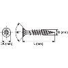 Vis à bois inox A2 tête fraisée PZ  - Vendu par: 200 | D (mm): 3.5 | DK (mm): 7 | L (mm): 30 | Fileta: Total | Emut: PZ2