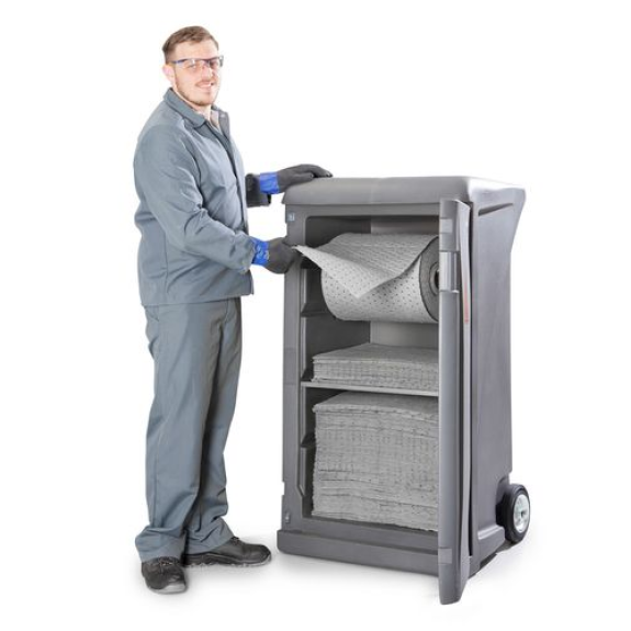 Kit d'absorbants anti-pollution Caddy, comme station d'approvisionnement mobile, Universel Kit d'absorbants anti-pollution Caddy, comme station d'approvisionnement mobile, Universel-Lire la description