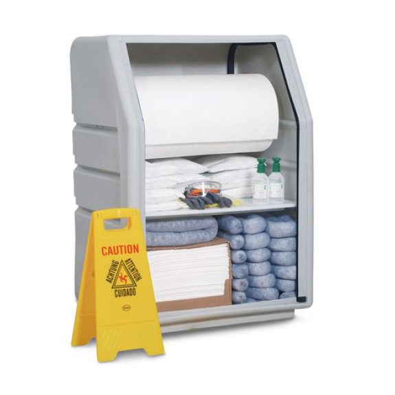Kit d'absorbants antipollution  - Armoire de sécurité avec rouleau absorbant, « spécial »-Lire la description