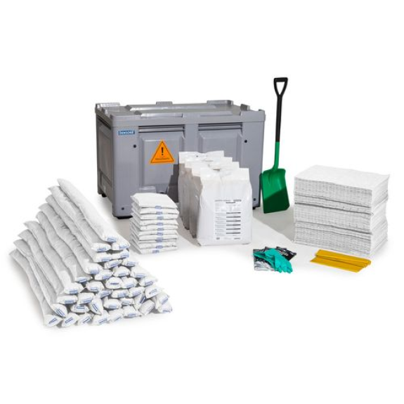 Kit d'absorbants anti-pollution , absorbants en box de transport, « huile »-Lire la description