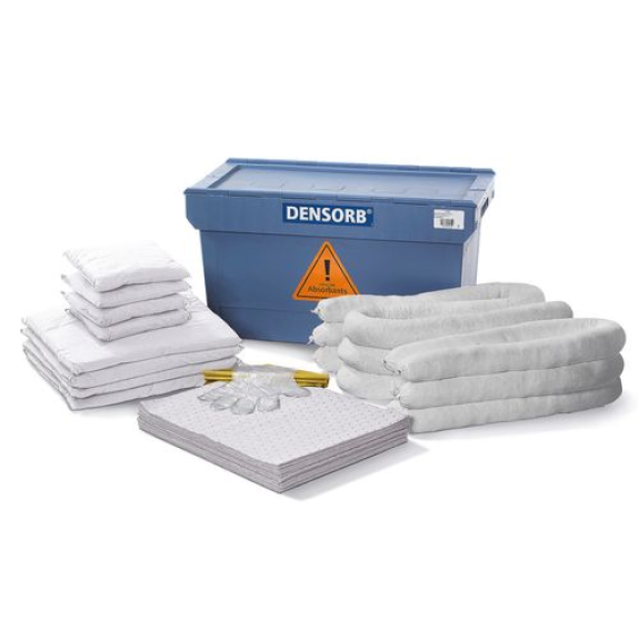 Kit d'absorbants anti-pollution , absorbants en robuste box de transport, « huile »-Lire la description