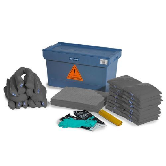 Kit d'absorbants anti-pollution , absorbants en robuste box de transport, « universel »-Lire la description