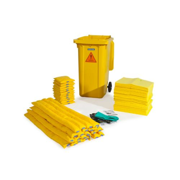 Kit d'absorbants anti-pollution , absorbants en conteneur sur roulettes B24, « spécial »-Lire la description