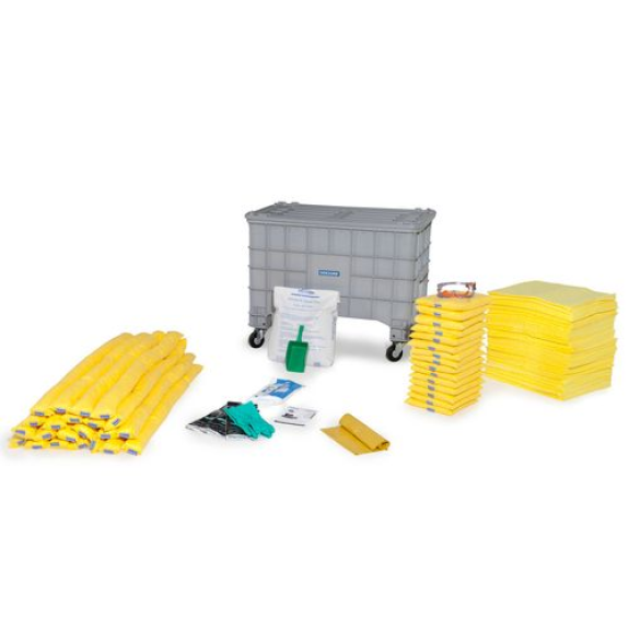 Kit d'absorbants anti-pollution , absorbants en box avec couvercle et roulettes, « spécial »-Lire la description