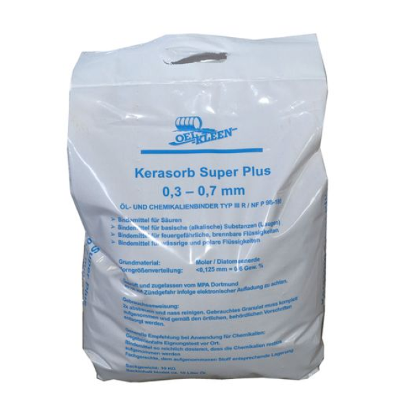 Granulés absorbants Kerasorb Super Plus, huiles et produits chimiques, inerte, grain fin, sac 10kg-Lire la description