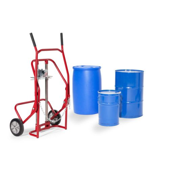 Chariot pour fûts Secu Comfort, acier thermolaqué, pour fûts en acier/plastique, antistatique-Leggi tutto