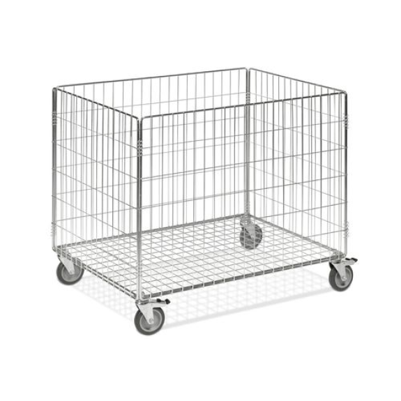 Chariot grillagé , galvanisé, 100 kg, 830 x 630 mm, 4 roulettes pivotantes PU, frein Chariot grillagé , galvanisé, 100 kg, 830 x 630 mm, 4 roulettes pivotantes PU, frein-Lire la description