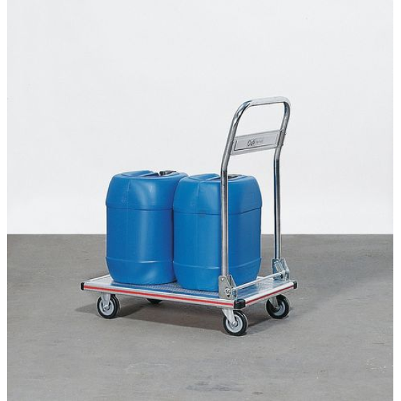 Chariot NP 15, avec plateforme en aluminium antidérapant et arceau de poussée rabattable Chariot NP 15, avec plateforme en aluminium antidérapant et arceau de poussée rabattable-Lire la description