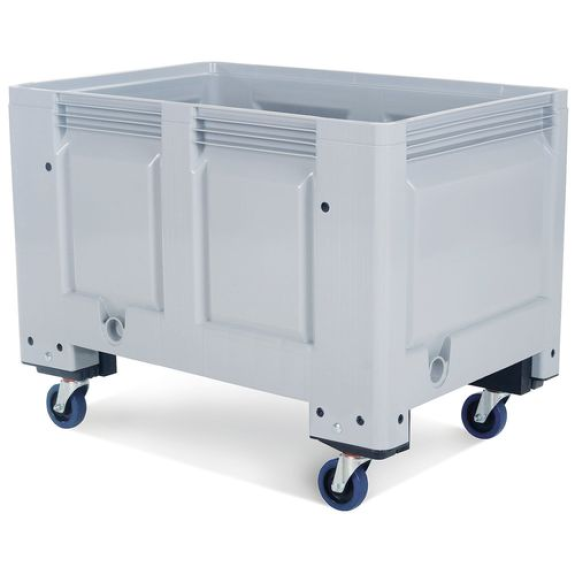 Box palette PB 8-R en plastique, avec 4 roulettes pivotantes, volume 535 litres-Lire la description