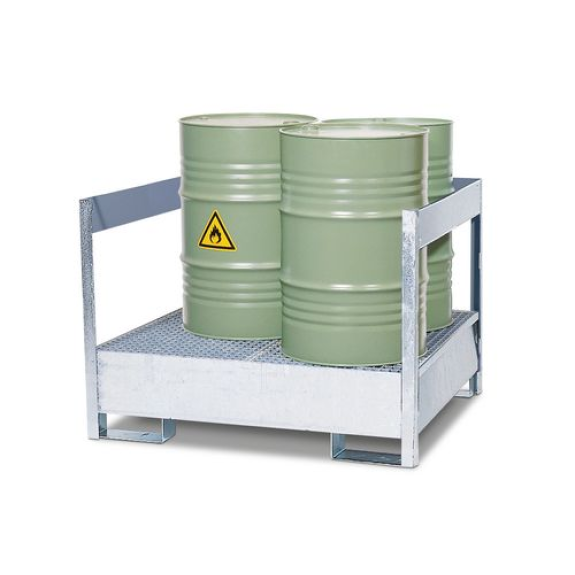 Box de sécurité 2 P2-P, en acier, galvanisé, pour 2 fûts de 200 litres, avec cadre-Lire la description