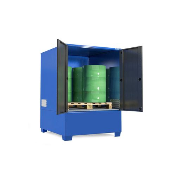 Box de sécurité SteelSafe C, avec portes, pour 1 cuve IBC ou 4 fûts-Lire la description