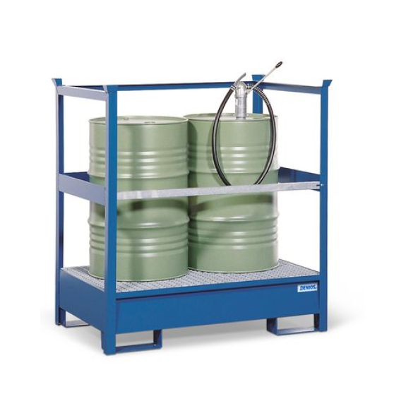 Box de sécurité 2 P2-P, en acier, peint, pour 2 fûts de 200 litres, avec cadre-Lire la description