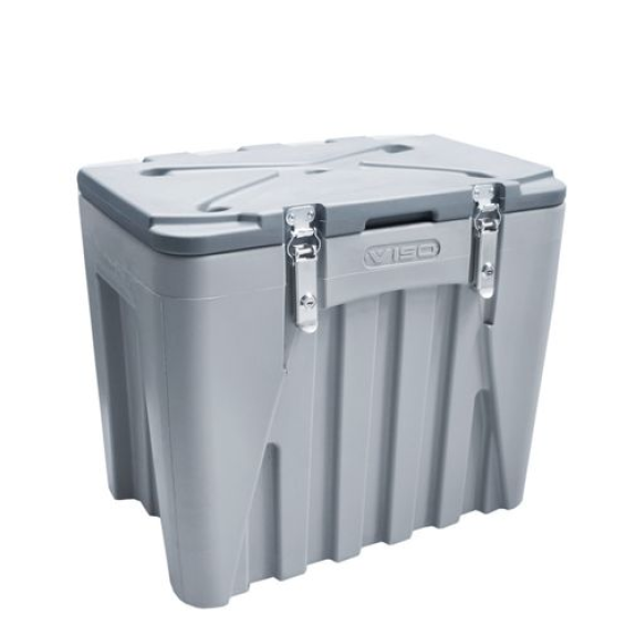 Box universel en plastique (PE), gris, verrouillable, volume de 75 litres-Lire la description