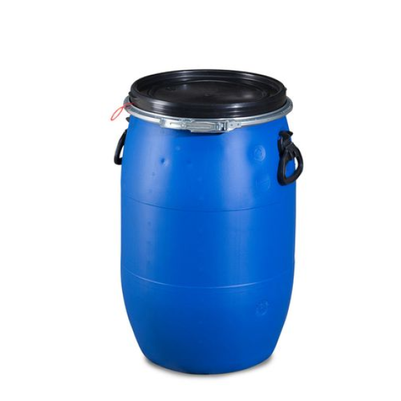 Fût plastique avec couvercle et valve de dégazage, 60 litres-Lire la description