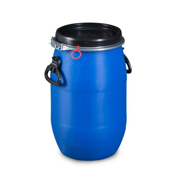Fût plastique avec couvercle et valve de dégazage, 30 litres-Lire la description