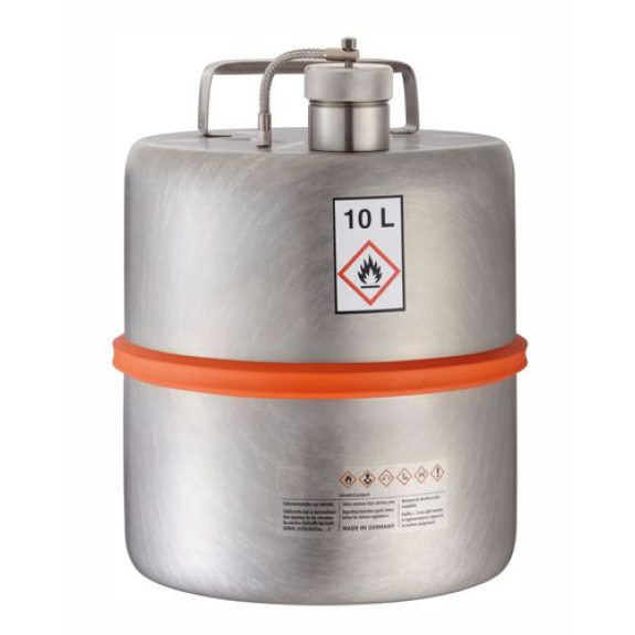 Fût de sécurité, inox, avec bouchon à vis, 10 litres-Lire la description