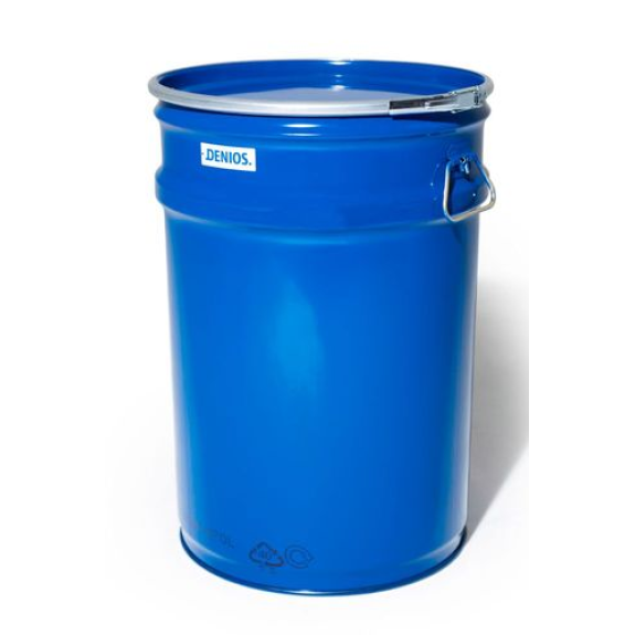 Fût en acier avec couvercle, 60l, intérieur et extérieur peints, homologué UN-Lire la description