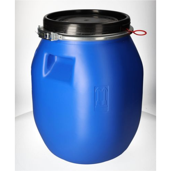 Fût plastique avec couvercle, carré, bleu, 30 litres Fût plastique avec couvercle, carré, bleu, 30 litres-Lire la description